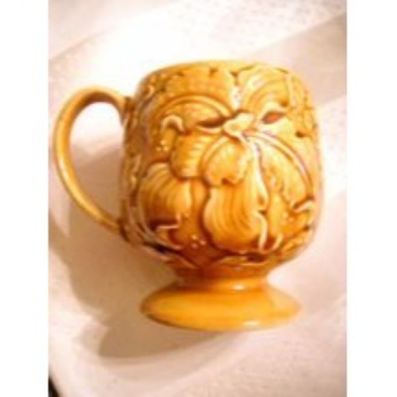 Royal Sealy Golden Brown Tropical Flowers Footed Coffee Mug Cup Collectible - Picture 5 of 5